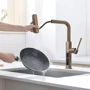 Смеситель для кухни Lefton Waterfall & Pull-Out Kitchen Faucet with Temperature Display-KF2209 Brushed Brass: Тип излива выдвигающийся излив