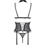 Корсет с открытой грудью Passion DOMINICA CORSET Вlack XXL/XXXL (стринги в наборе)