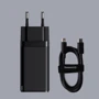 Зарядний пристрій Baseus Wall Charger GaN2 2xUSB-C+USB 65W Black with USB-C Cable (CCGAN2P-B01) фото 6