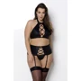 Комплект с имитацией шнуровки Nancy Set black 6XL/7XL - Passion топ, трусики и пояс для чулок