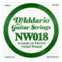Струна для гитар Струна D`ADDARIO NW018 XL Nickel Wound 018: Тип Струна
