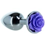 Металлическая анальная пробка LUX Active с розой - Rose Anal Plug - Purple, вибропуля в подарок