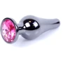 Анальная пробка с кристаллом BOSS of TOYS Boss Series - Jewellery Dark Silver BUTT PLUG Pink, BS6400053