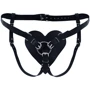 Трусики Сердце для страпона из натуральной кожи Feral Feelings - Hearts Strap-on Belt Black