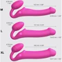 Безремневой страпон с вибрацией Strap-On-Me Vibrating Fuchsia M, регулируемый, пульт ДУ