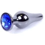 Анальная пробка с кристаллом BOSS of TOYS Boss Series - Jewellery Dark Silver BUTT PLUG Blue, BS6400059