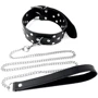 Ошейник с поводком из натуральной кожи с заклепками Art of Sex - Jenna Collar with Leash, черный