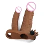 Насадка LoveToy Pleasure X-Tender Vibrating Double Penis Sleeve Brown Add 2"