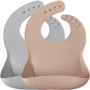 Нагрудники MinikOiOi Basics-Bib силиконовые 2 шт Bubble Beige/Powder Grey (101020066)