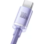 Кабель Baseus USB Cable to USB-C Crystal Shine Series 100W 2m Purple (CAJY000505): Длина 2 м