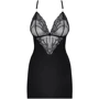 Комплект Obsessive 828-CHE-1 Пеньюар + стринги black S/M