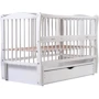 Кровать Babyroom Еліт резьба маятник, ящик, откидной бок DER-7 бук белый (622035)