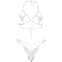 Комплект Leg Avenue Open cup bra and pearl panty White