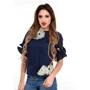Блуза ISSA PLUS 4750 42 синяя с коротким рукавом: Сезон Лето