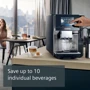 Кофеварка SIEMENS EQ.700 TP705GB1: Функции Подача горячей воды, Одновременное приготовление двух чашек кофе, Режим энергосбережения, Контроль крепости кофе, Возможность программирования, Автоотключение