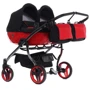 Универсальная коляска для двойни 2 в 1 Junama Diamond S-line Duo 01, черный с красным (JD-SL-DUO-01) фото 7