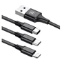 Кабель Baseus USB Cable to Lightning/microUSB/USB-C Rapid 1.2m Black (CAMLT-SU01) фото 2