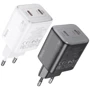 Зарядное устройство Hoco Wall Charger N42 Elogiado 2xUSB-C 45W White with USB-C to Lightning Cable: Кабель в комплекте отсоединяемый, Lightning