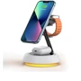 Зарядное устройство WIWU Wireless Charger Base Station Zinc Alloy Wi-W002 15W White for iPhone 16 I 15 I 14 I 13 I 12 series, Apple Watch and Apple AirPods: Особенности Для Apple Watch, MagSafe