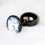 Металлическая анальная пробка Ouch! Heart Gem Gunmetal - Diamond, М
