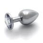 Металлическая анальная пробка Ouch! Heart Gem Silver - Diamond, S