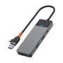 Адаптер WIWU Linker Adapter A431C USB/USB-C to USB-C+3xUSB3.0 Gray