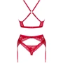 Комплект белья Obsessive Lacelove cupless 3-pcs set XL/2XL Red