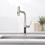 Смеситель для кухни Lefton Waterfall & Pull-Out Kitchen Faucet with Temperature Display-KF2209 Brushed Nickel: Длина излива, см 21.5