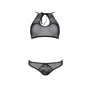 Комплект Passion URSULA SET black XXL/XXXL: бра, трусики с ажурным декором и открытым шагом