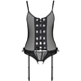 Корсет со шнуровкой Passion NESSY CORSET Вlack XXL/XXXL (стринги в наборе)
