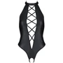 Боди из эко-кожи с имитацией шнуровки и открытым доступом Passion NANCY BODY black, S/M