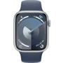 Apple Watch Series 9 45mm GPS Silver Aluminum Case with Storm Blue Sport Band - M/L (MR9E3): Длина ремешка 160-210 мм