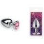 Анальная пробка, Silver Heart Pink Topaz, M