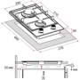Варочная поверхность газовая Perfelli HGM 31424 WH: Расположение панели Фронтальное