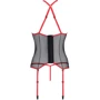 Корсет с пажами Passion SATARA CORSET Вlack/Red XXL/XXXL (стринги в наборе)
