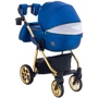 Коляска 2 в 1 Adamex Hybryd Plus Polar (Gold) Кожа 100% Y220А темно-синий перламутр (623954): Ширина шасси 61.5 см
