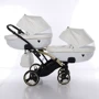 Универсальная коляска для двойни 2 в 1 Junama Diamond Individual Duo Slim 04, белый на золотой раме (JD-IN-DUOs-04) фото 7