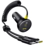 Зарядное устройство Baseus Car Charger USB+USB-C Circular 60W with USB-C+Lightning Cable Black (C00035902121-01)