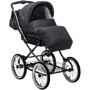 Коляска 2 в 1 классическая Roan Marita Prestige (14" черные колеса, черная рама) P231 графит - графитовая (кожа) перламутр (624732): Возможность установки люльки есть