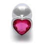 Металлическая анальная пробка Ouch! Heart Gem Silver - Rubellite Pink, S