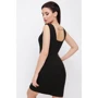 Платье FashionUp PL-1618C 42 черное повседневное до середины бедра: Состав Вискоза, Эластан
