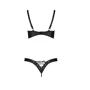 Комплект из экокожи Celine Bikini 6XL/7XL — Passion: открытый бра с лентами, стринги со шнуровкой