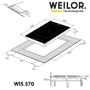 Варочная поверхность электрическая Weilor WIS 370 WHITE: Размеры для встраивания 27х49 см