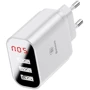 Зарядний пристрій Baseus USB Wall Charger 3xUSB 3.4A Mirror Lake Intelligent Digital Display White (CCALL-BH02)