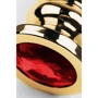 Анальная пробка с кристаллом Toyfa Metal Gold anal plug dark red gem