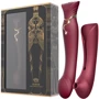 Смартвібратор 3в1 Zalo - Queen Wine Red, пульсуюча перлина та вакуум, кристал Swarovski