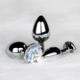 Металлическая анальная пробка Ouch! Heart Gem Silver - Diamond, S