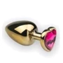 Анальная пробка, Gold Heart Pink-Rhodolite, S
