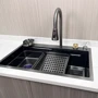 Кухонная мойка Lefton WaterFall A3 с аксессуарами серо-черный