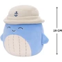 Мягкая игрушка Squishmallows Синий кит Самир в панаме 19 см (SQCR06593): Размер, см 19